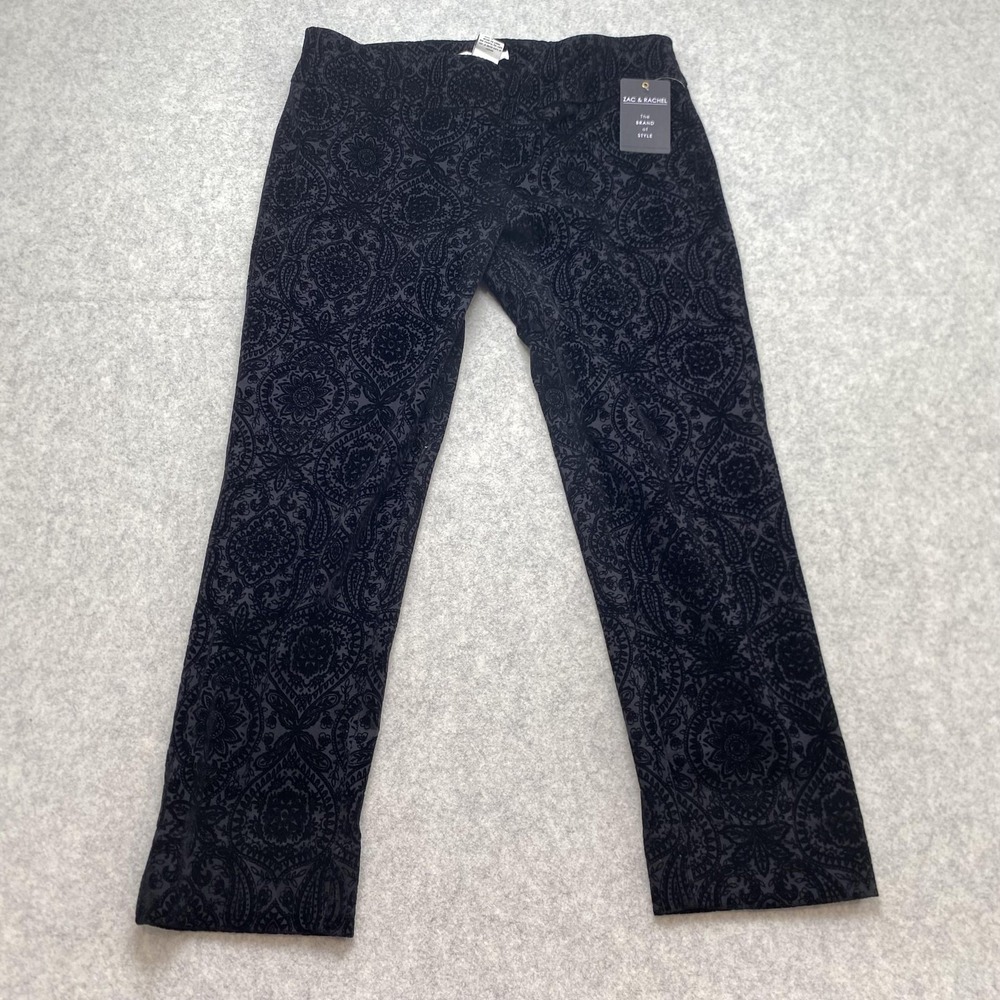 Zac & Rachel Womens XL Dress Pants (36x27) Gray Velvet Paisley Slim Stretch